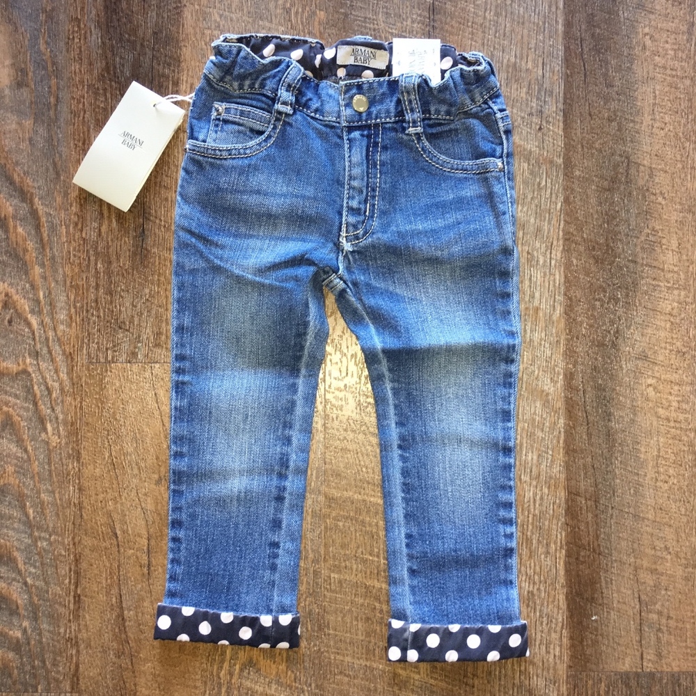 New Armani Exchange Polka Dot Cuff Denim Jeans